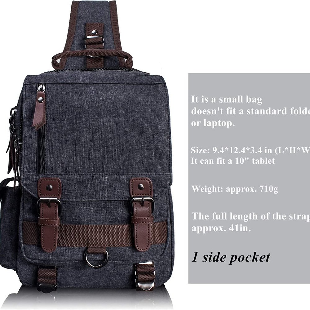Canvas Messenger Bag Sling Bag Cross Body Bag Shoulder Bag Black